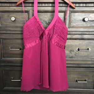 Express, 10, cranberry silk halter blouse